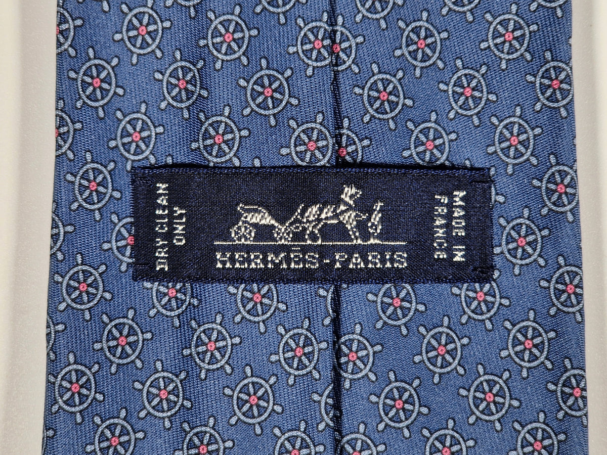 605883 Hermès tie blue nautic pattern 605883 SA