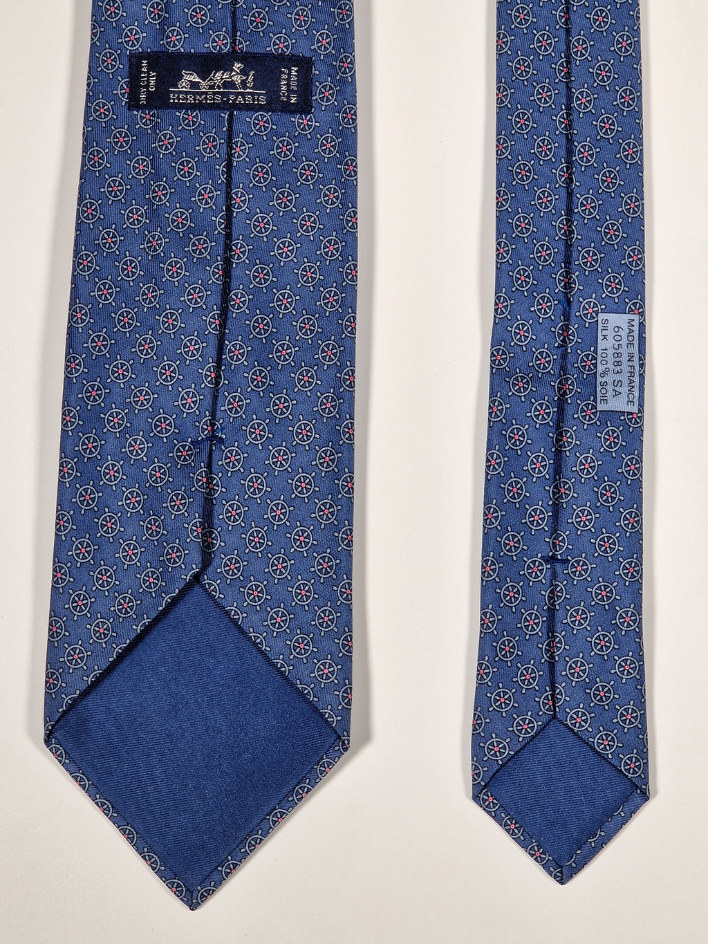 605883 Hermès tie blue nautic pattern 605883 SA