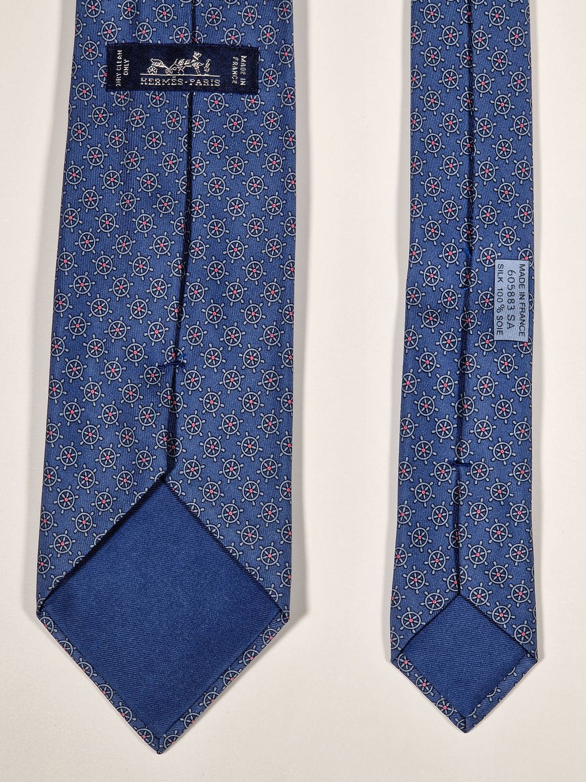 605883 Hermès tie blue nautic pattern 605883 SA