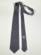 Hermés grey silk tie with bird and plant 605894 SA