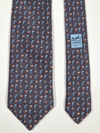 Hermés grey silk tie with bird and plant 605894 SA