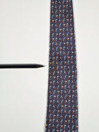 Hermés grey silk tie with bird and plant 605894 SA