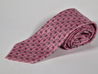 Hermès Whimsical pink silk tie, bird and plant 605894 SA