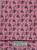 Hermès Whimsical pink silk tie, bird and plant 605894 SA