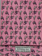 Hermès Whimsical pink silk tie, bird and plant 605894 SA
