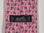 Hermès Whimsical pink silk tie, bird and plant 605894 SA
