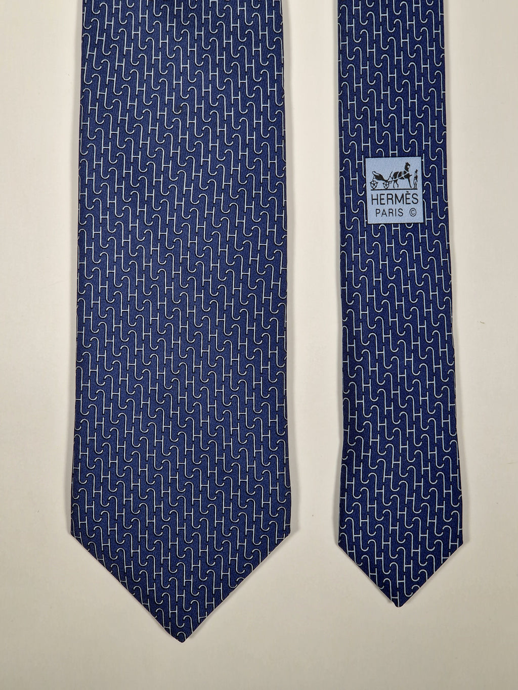 Hermès silk tie blue H pattern 605906 SA