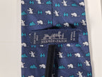 Hermès silk tie blue beaver and H pattern whimsical 605909 SA
