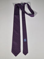 Hermès silk tie blue hobbyhorse equestrian pattern 605941 TA