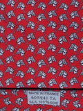 Hermès silk tie red hobbyhorse equestrian pattern 605941 TA
