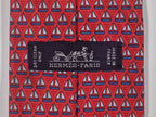 605951 Hermès silk tie red whimsical sailing boats 605951 TA