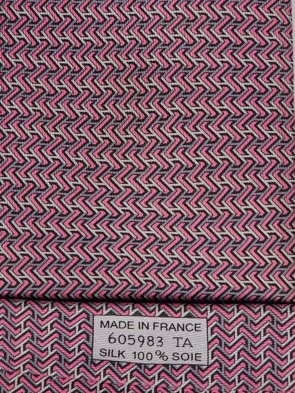Hermès silk tie pink H pattern 605983 TA