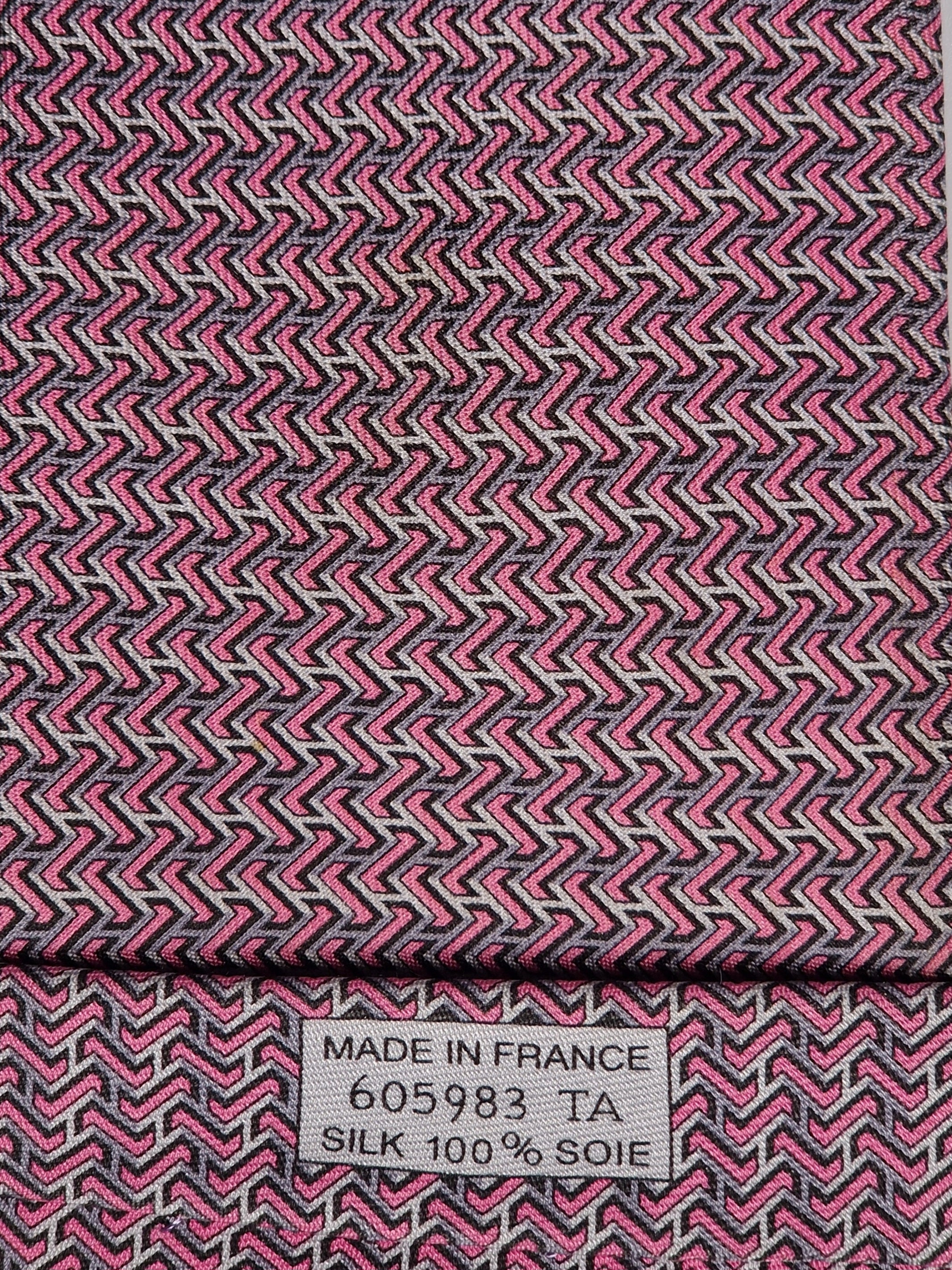 Hermès silk tie pink H pattern 605983 TA