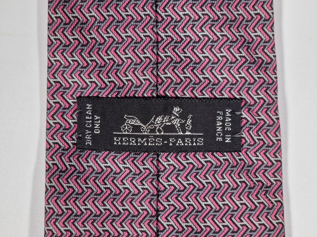 Hermès silk tie pink H pattern 605983 TA