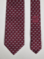 Hermés silk tie maroon equestrian pattern 605995 TA with box