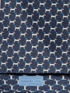 Hermès silk tie blue H and Horse pattern 606041 OA