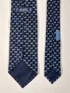 Hermès silk tie blue H and Horse pattern 606041 OA
