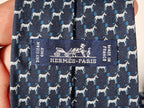 Hermès silk tie blue H and Horse pattern 606041 OA