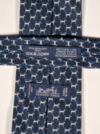 Hermès silk tie blue H and Horse pattern 606041 OA