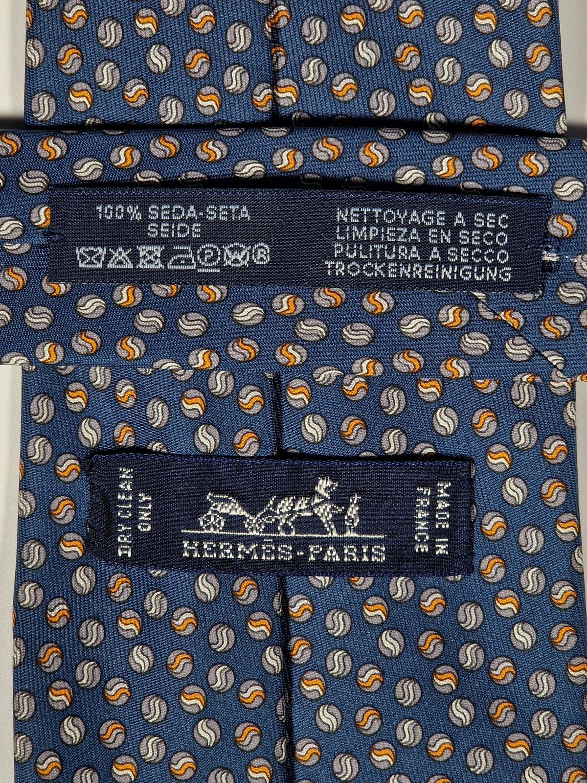 606047 Hermès tie blue marbles pattern 606047 OA