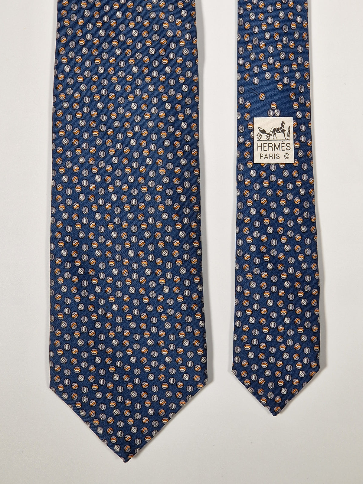 606047 Hermès tie blue marbles pattern 606047 OA