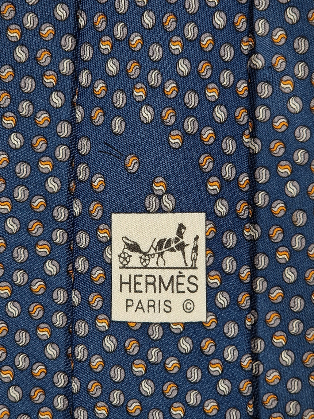 606047 Hermès tie blue marbles pattern 606047 OA