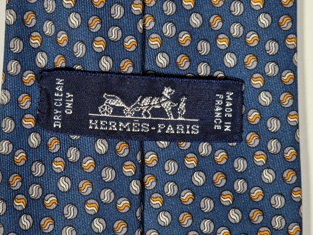 606047 Hermès tie blue marbles pattern 606047 OA