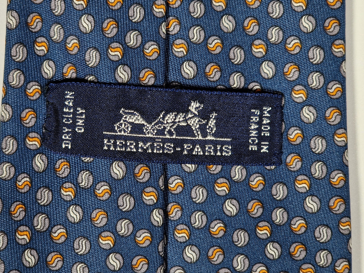 606047 Hermès tie blue marbles pattern 606047 OA