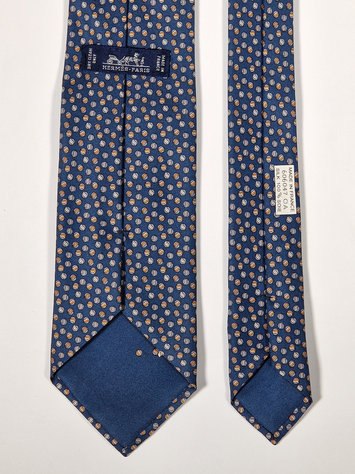 606047 Hermès tie blue marbles pattern 606047 OA