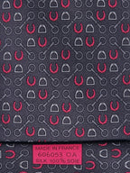 Hermès silk tie grey equestrian pattern 606053 OA