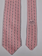 Hermès silk tie pink dog and collar 606216 MA