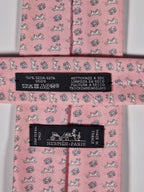 Hermès silk tie pink dog and collar 606216 MA