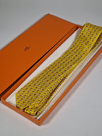 606216 Hermès tie yellow dog and collor 606216 MA with box