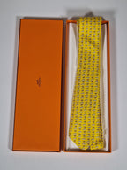 606216 Hermès tie yellow dog and collor 606216 MA with box