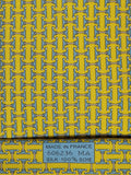Hermès silk tie yellow equestrian H pattern 606236 MA