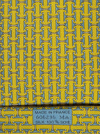 Hermès silk tie yellow equestrian H pattern 606236 MA