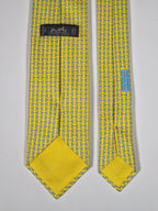 Hermès silk tie yellow equestrian H pattern 606236 MA