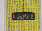 Hermès silk tie yellow equestrian H pattern 606236 MA