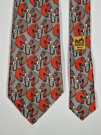 Hermés wide vintage silk tie grey and orange horse 613 SA