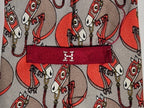 Hermés wide vintage silk tie grey and orange horse 613 SA