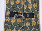 Hermés wide vintage silk tie rope and pulley green and yellow 618 TA