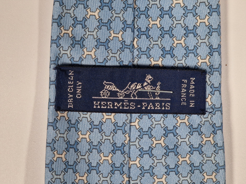 Hermès silk tie blue H pattern 6244 MA
