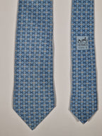 Hermès silk tie blue H pattern 6244 MA