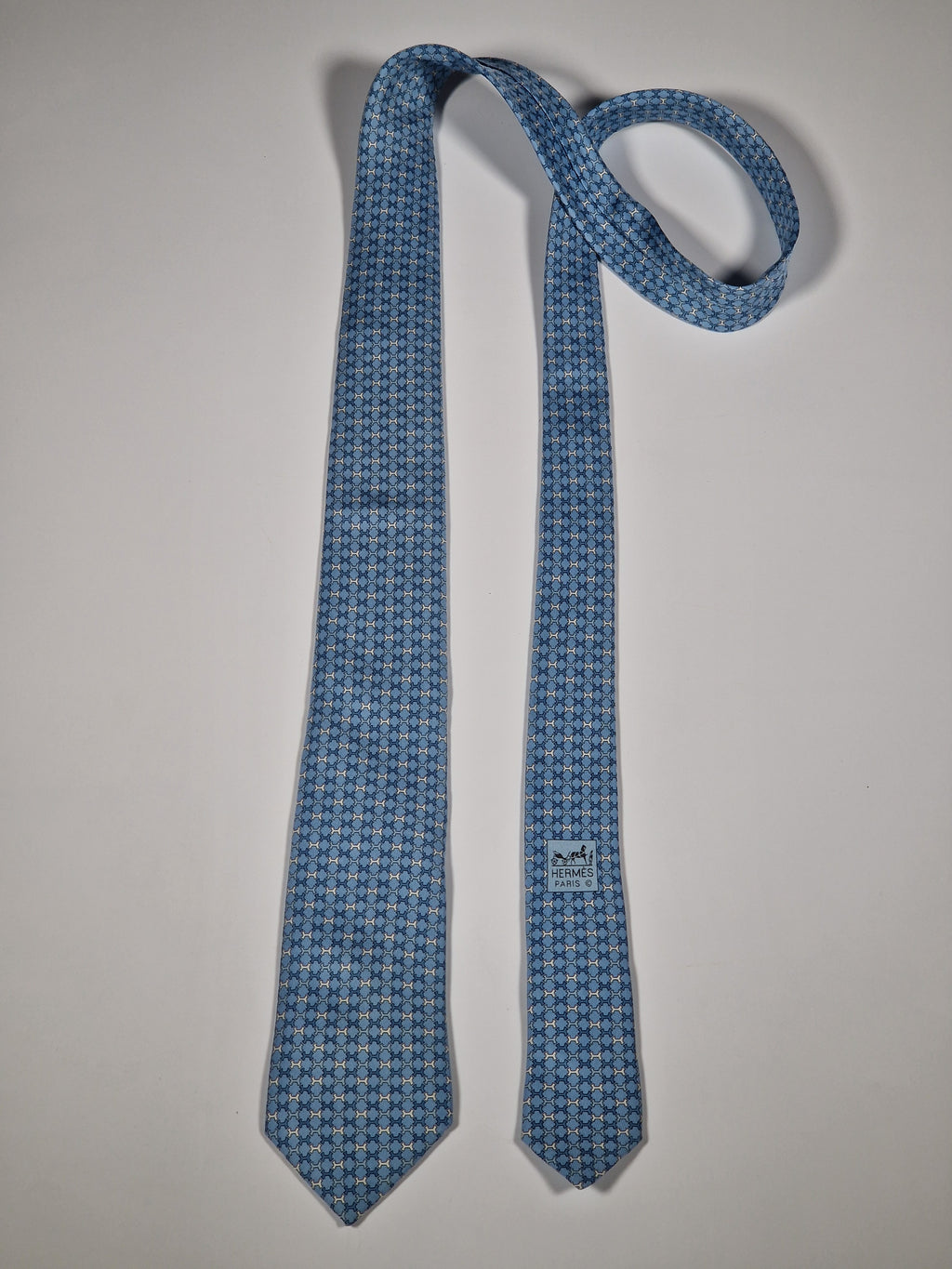 Hermès silk tie blue H pattern 6244 MA