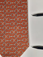 000624 Hermès tie brown equestrian pattern 624 TA