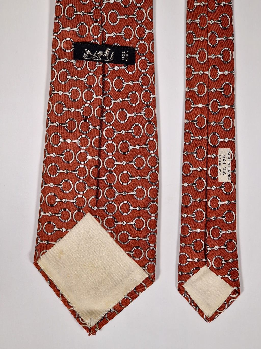 000624 Hermès tie brown equestrian pattern 624 TA