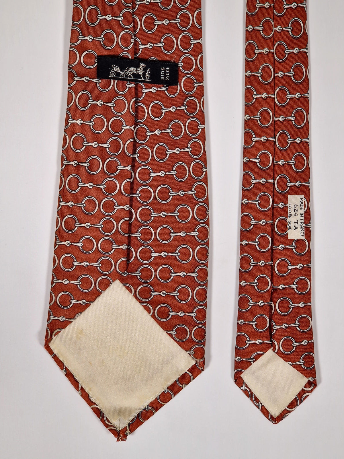 000624 Hermès tie brown equestrian pattern 624 TA