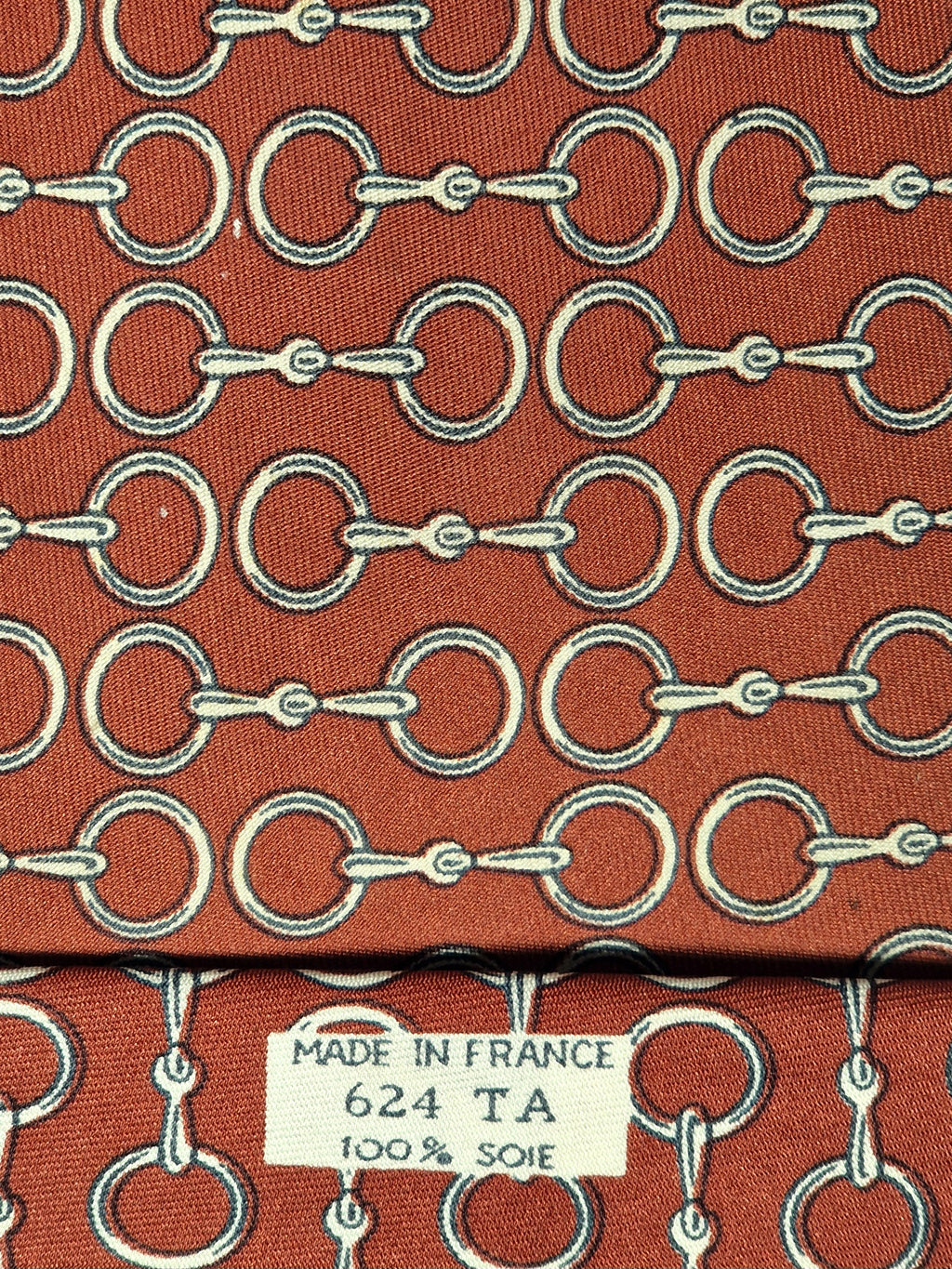000624 Hermès tie brown equestrian pattern 624 TA