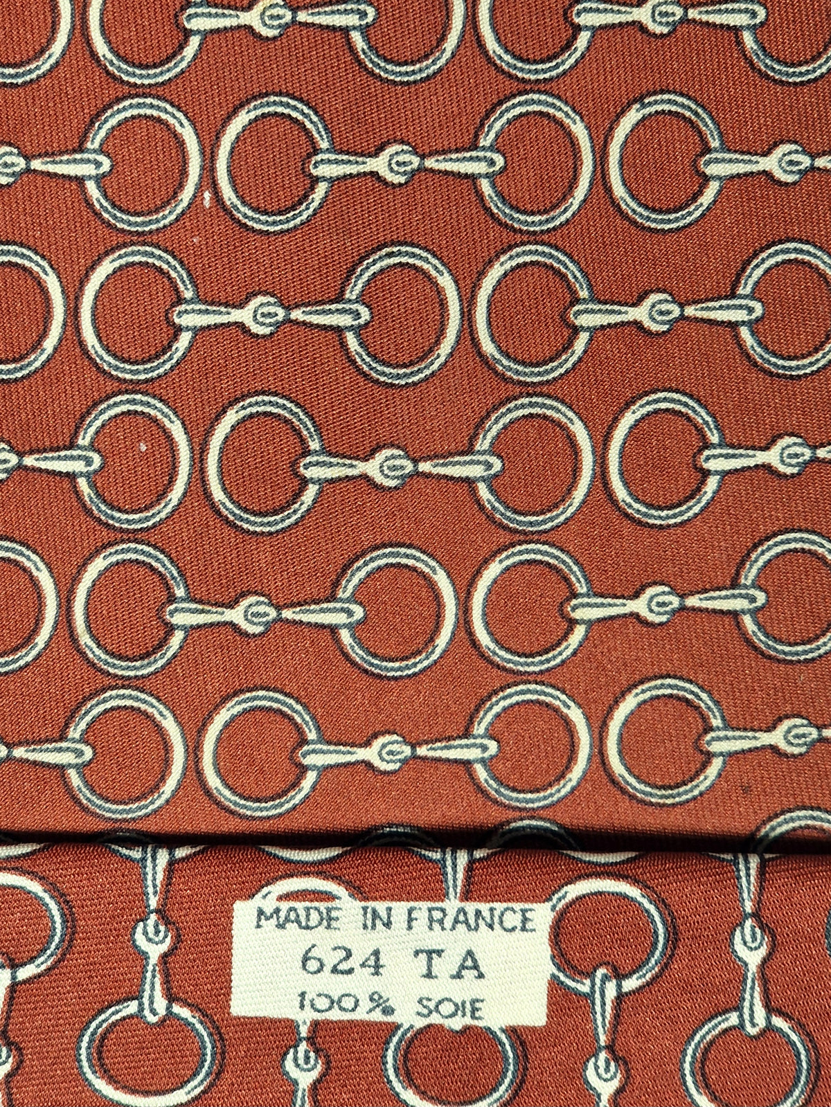 000624 Hermès tie brown equestrian pattern 624 TA