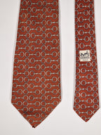000624 Hermès tie brown equestrian pattern 624 TA